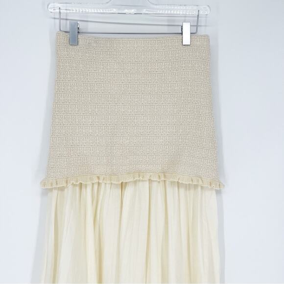 NEW ZARA Mixed Media Pull On Maxi Skirt S Cream - Picture 4 of 6